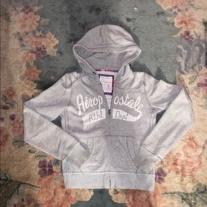 Vintage 2000’s throwback mcbling aeropostale light grey zip up size M